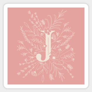 Botanical Letter J (Hibiscus Pink) Sticker